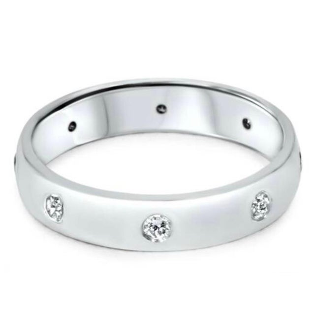 8 Flush Set Bezel Diamond Eternity Wedding Band in 14 Karat White Gold For Sale - Image 16 of 18