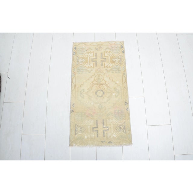 1960s Pastel Vintage Wool Area Rug Wool Vintage Rug For Sale In Phoenix - Image 6 of 6