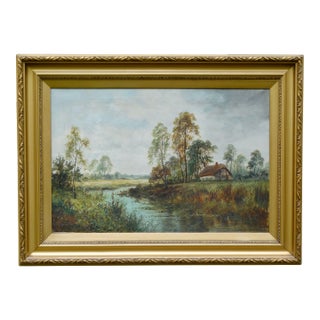 Stream in a Landscape Oil Daniel Sherrin 1868-1940 Listed Hammer Prices For Sale