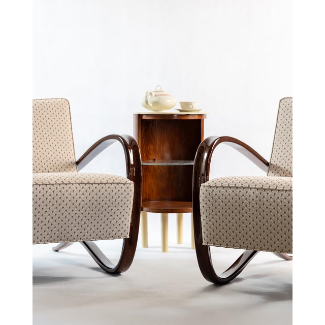 1930s H-269 Chairs and Ottoman by Jindřich Halabala for Up Závody, 1930s, Set of 3 For Sale - Image 5 of 6