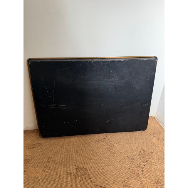 Metal Large Vintage Chinoiserie Hand-Painted Metal Tray For Sale - Image 7 of 7