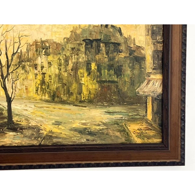 Artist: Cragoni Medium: Oil on canvas Date: Mid–late 20th century (circa 1950s–1970s) Subject: Urban street scene with...