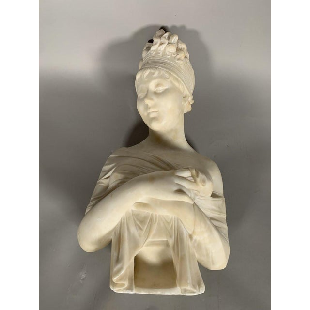 Alabaster Sculpture, Bust of Madame de Récamier after Joseph Chinard (1756-1813), 52cm, 19th century For Sale - Image 8 of 10