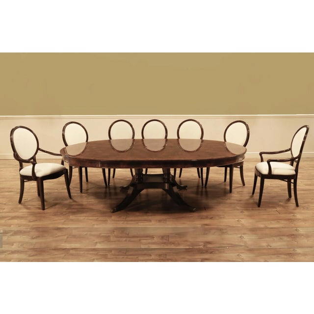 Traditional Round to Oval Mahogany Dining Table With Self Storing Leaf, Seats 8-10 People, by AntiquePurveyor For Sale - Image 3 of 12