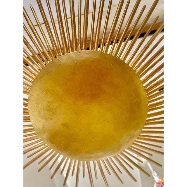 Gold Spanish Solar Crown Sunburst Wall Light in Gilt Metal, 1950 For Sale - Image 8 of 10