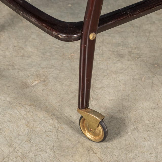 Vintage 20th Century Italian Brass & Wood Drinks Trolley, 1960 For Sale - Image 14 of 18