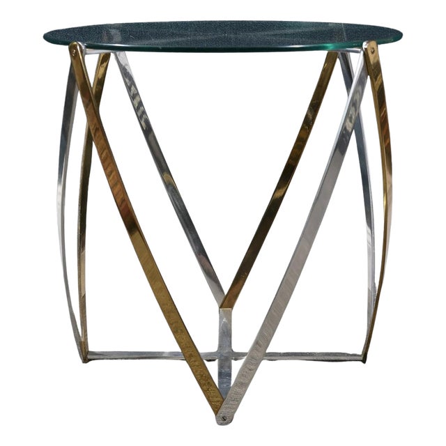 Barrel Form Brass Accent Side Table by John Vesey For Sale