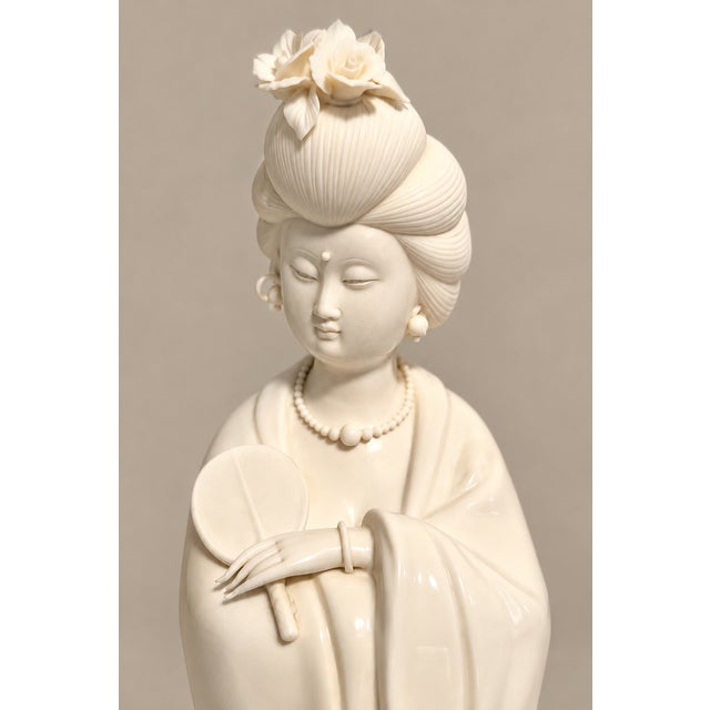 Mid-Century Modern Large Mid Century Modern Ceramic Mixed Finish Gump's Geisha Statue Figurine For Sale - Image 3 of 11