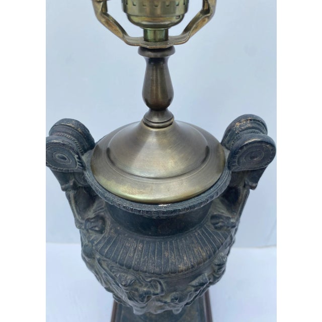 Plaster Figural Urn Vase Table Lamp on Plinth Wood Base For Sale - Image 10 of 13
