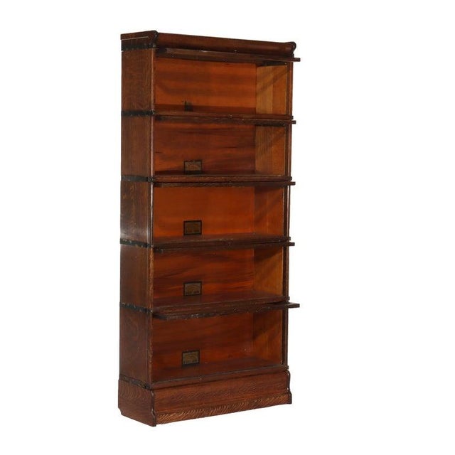 Antique Globe Wernicke Arts & Crafts Mission Oak Stack Barrister Bookcase Circa 1920 For Sale - Image 10 of 10