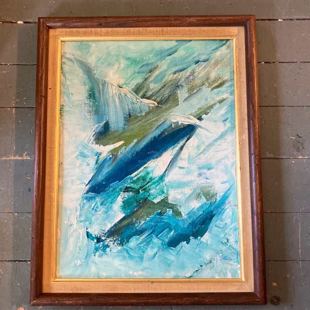 1960’s Original Mid Century Modern Abstract Painting Modernist Frame For Sale In Philadelphia - Image 6 of 6