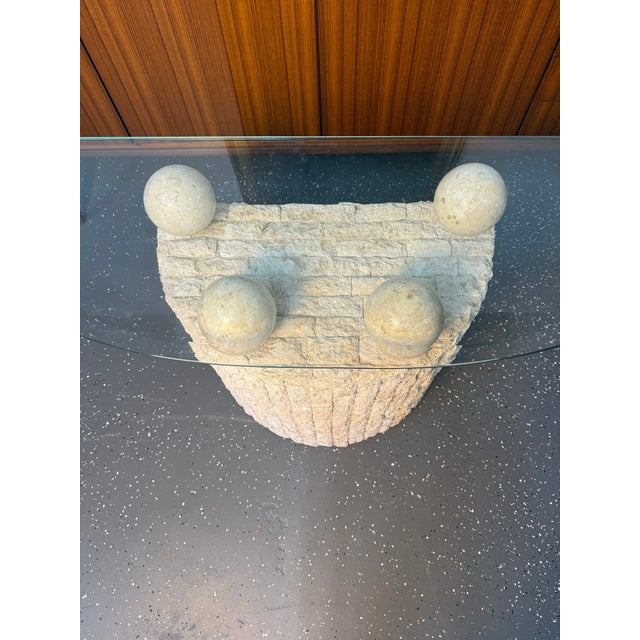 Postmodern 1990’s Postmodern Tessellated Stone and Glass Top Console Table For Sale - Image 3 of 9
