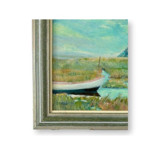 Midcentury French Mont Saint Michel Seascape Painting For Sale - Image 4 of 4