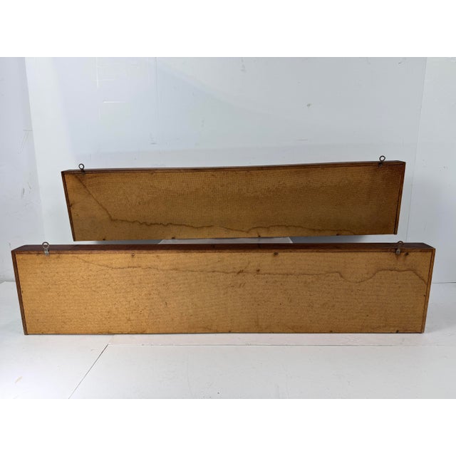 Wood MCM 1950s Cabin Modern Architect Pair of MCM Walnut Wall Shelf Spice Rack in Orange+Blue Background Panels For Sale - Image 7 of 7