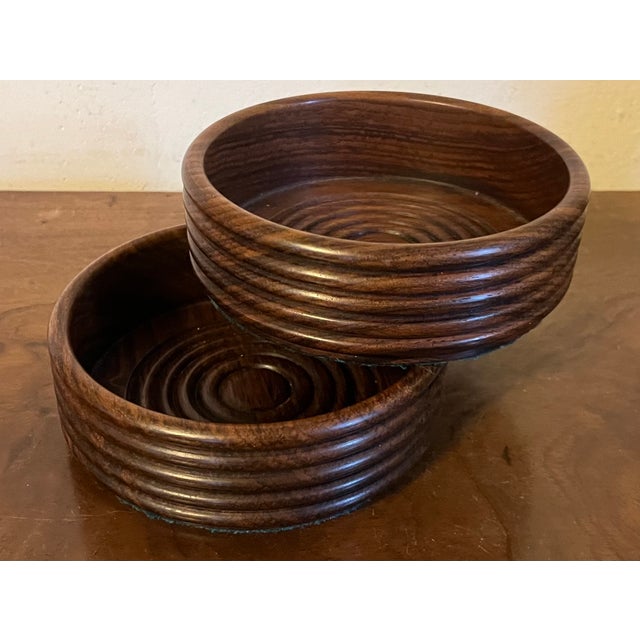 Antique Georgian Reeded Mahogany Treen Wine Bottle Coasters - a Pair For Sale - Image 10 of 12