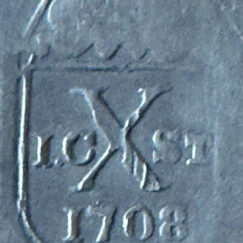 Dark Gray 18th Century German Pewter Plate, 9.125" Reeded Rim, 1708 Quality Mark & 1857 Engraving For Sale - Image 8 of 12