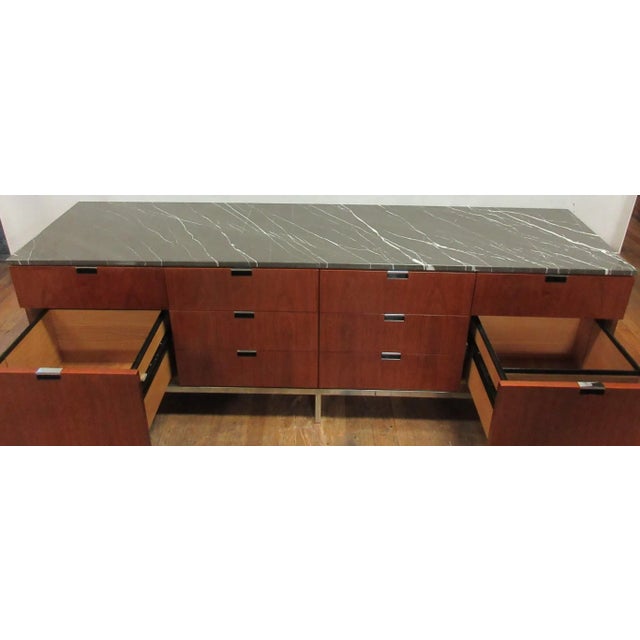 Wood Florence Knoll Credenza in Walnut With Marble Top For Sale - Image 7 of 11
