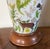 Antique English Victorian Decalcomania Reverse Painted Glass Vase Decorated With Birds, Butterflies, Flowers and a Deer Mounted as a Table Lamp For Sale - Image 4 of 12