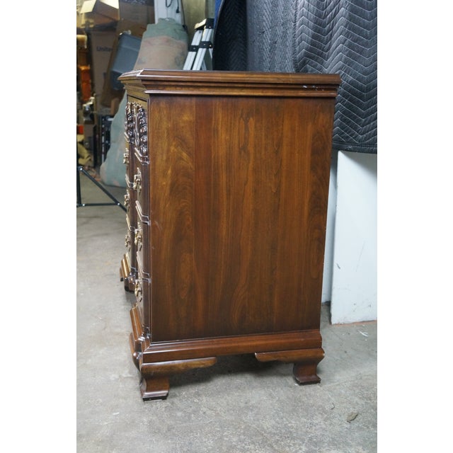 1970s Harden Georgian Chippendale Style Cherry Goddard Block Front Chest of Drawers For Sale - Image 13 of 18