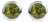 .925 Sterling Silver 6MM Bezel Set Created Green Peridot Solitaire Stud Earrings, A Pair For Sale
