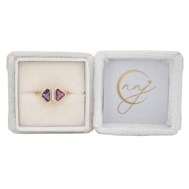 Modern 1.9Ct Pink & Purple Sapphire Ring With Natural Diamonds Accents: Solid 14k Gold, Size 6.75 For Sale - Image 3 of 8