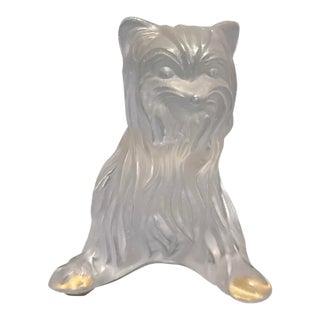 Vintage Lalique France Frosted Crystal Yorkshire Terrier Dog Figurine For Sale