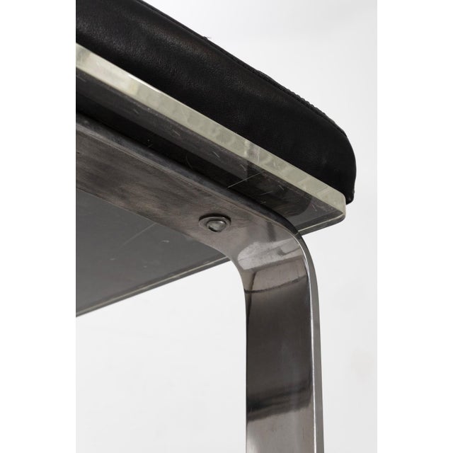 Mid 20th Century Mid Century Modern Black Leather and Lucite Barstool With Chrome Legs For Sale - Image 5 of 9