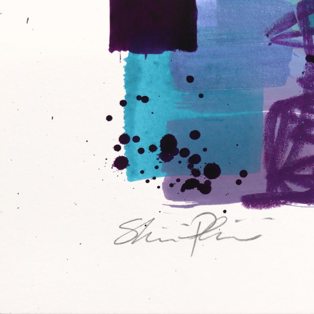 7.10.24 #19 - Cool Tone Colorful Abstract Painting on Paper Original Artwork by Shiri Phillips For Sale - Image 4 of 6