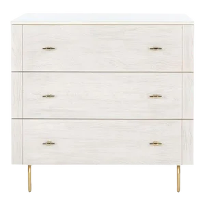 Genevieve 3 Drawer Dresser - Cream/White Washed
