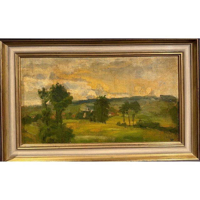 Blue Heinrich Pforr, Summer Evening in Uengsterode, Oil Painting on Canvas For Sale - Image 8 of 13