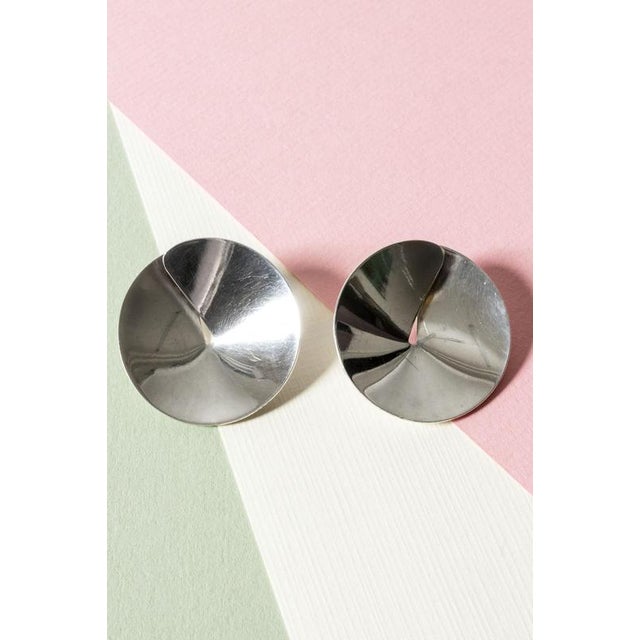 Mid-Century Silver Earrings from Hans Hansen, 1960s, Set of 2 For Sale - Image 4 of 6