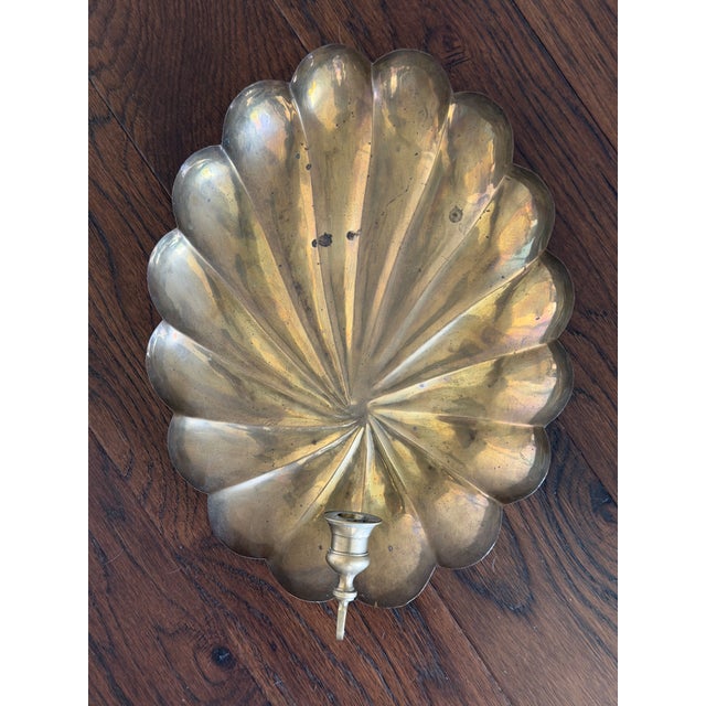 Mid-Century Modern Vintage Mid-Century Scalloped Brass Candleholder For Sale - Image 3 of 3