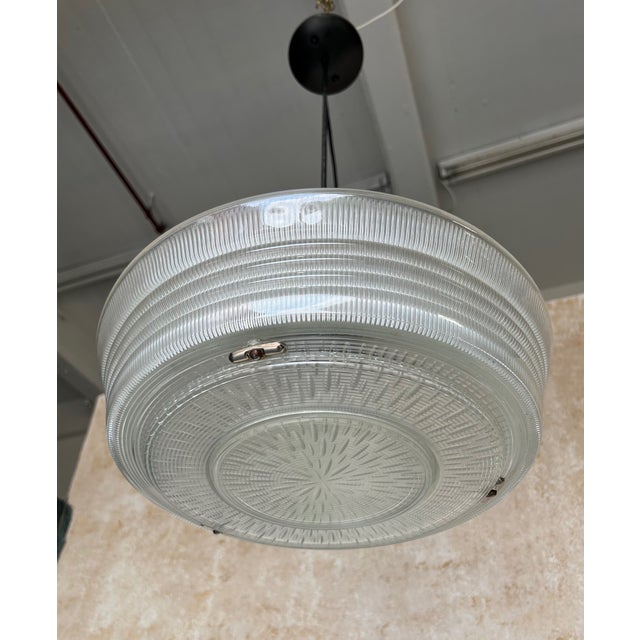 American Glass and Brass 1960's Pendant Fixture For Sale - Image 9 of 12