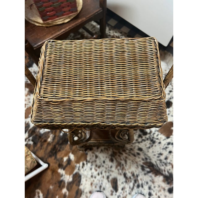 Late 19th Century Victorian Heywood Wakefield Sewing Stand With Shelf For Sale - Image 9 of 11