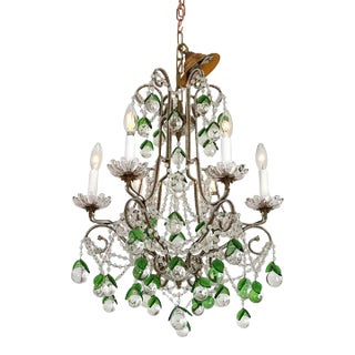 A Six-Arm Crystal and Iron Chandelier For Sale