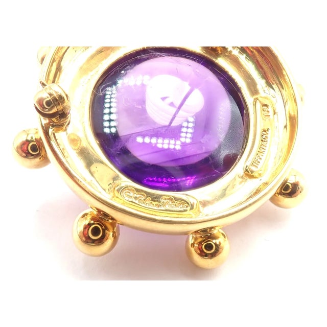 Contemporary 1980s Tiffany & Co. Paloma Picasso Yellow Gold Large Amethyst Pin Brooch For Sale - Image 3 of 7