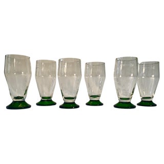 Handblown Beer Glasses, Former Czechoslovakia, 1925, Set of 6 For Sale