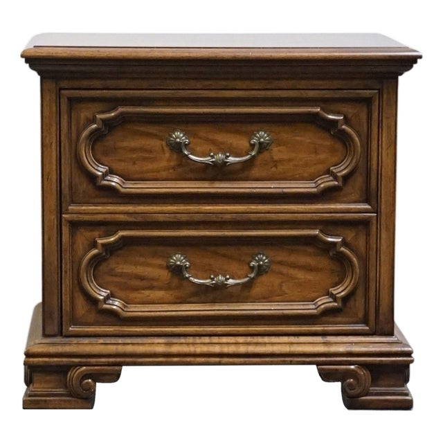 Thomasville Furniture Legacy Collection Italian Mediterranean Style 26" Two Drawer Nightstand 7811-810 For Sale