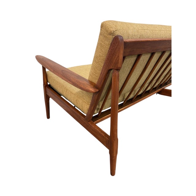 Brown Mid-Century Modern Walnut Sofa & Arm Chair - Refinished! For Sale - Image 8 of 15