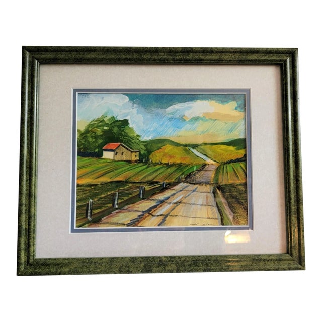 "Country Road" Contemporary Original Landscape Acrylic Painting by Curt Hitch, Framed For Sale