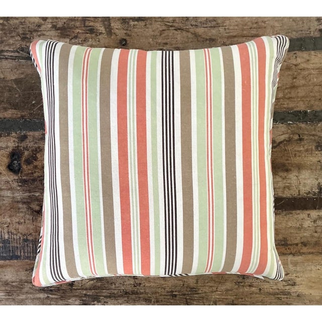 Vintage Tilton Fenwick for Duralee Striped Cotton Throw Pillow For Sale - Image 12 of 14
