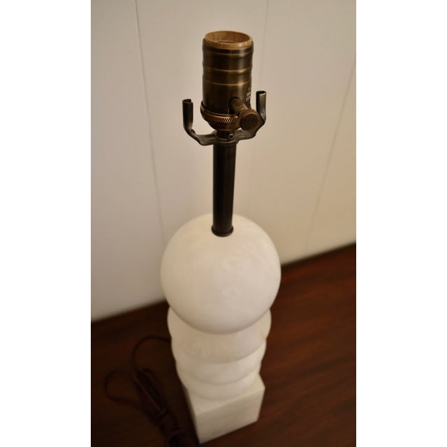 Mid-Century Modern Large Scale Modernist Form Alabaster Lamp For Sale - Image 3 of 4