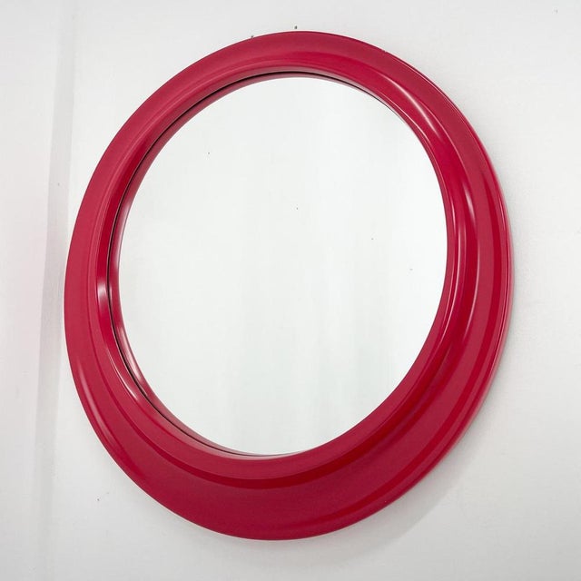 Italian Round Wall Mirror, 1980s For Sale - Image 3 of 6