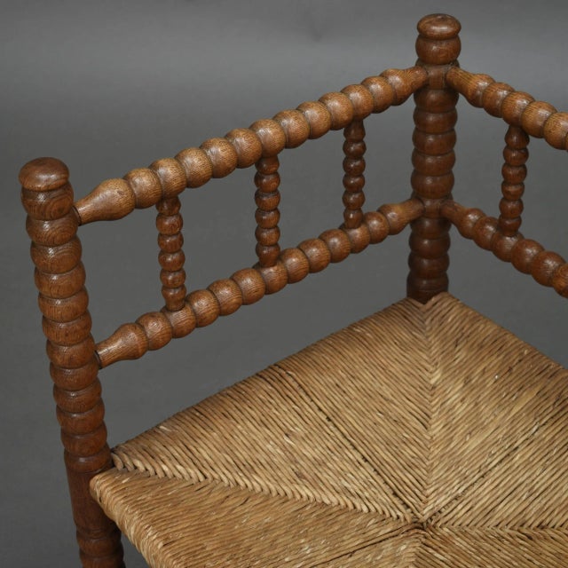 Brown Vintage Turned Oak Corner Side Chair, 1930s For Sale - Image 8 of 16