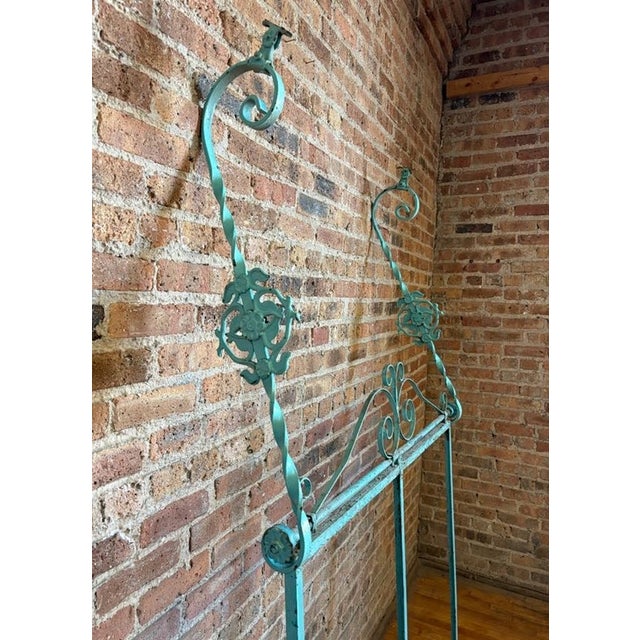 Antique Iron Mercantile Hanging Sign Frame in Turquoise For Sale - Image 16 of 18