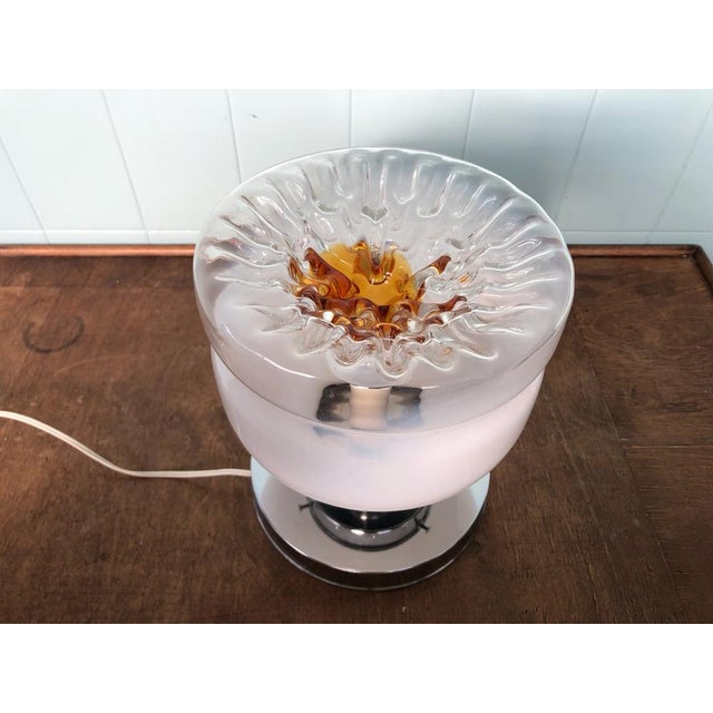 Vintage Italian Table Lamp in Murano and Steel Glass, 1970s For Sale - Image 6 of 14