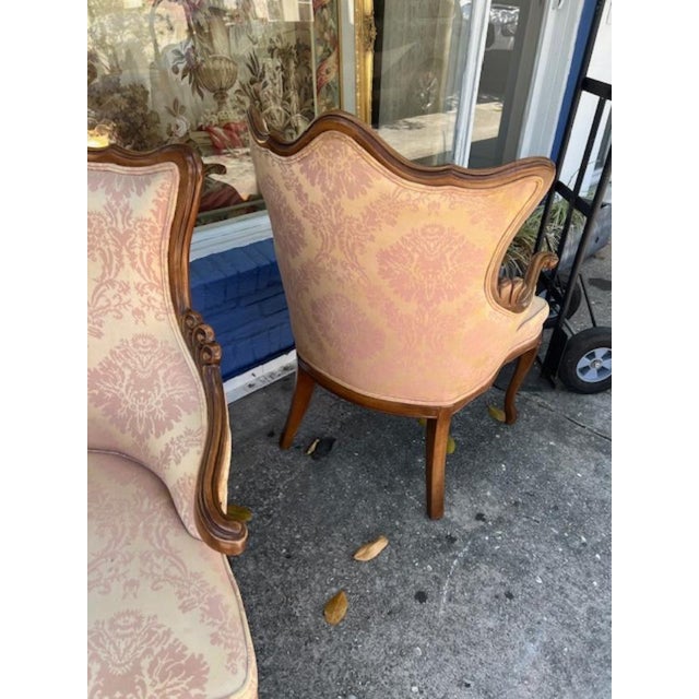 Brown Pair of 1950s French Style Armchairs Made in Usa For Sale - Image 8 of 9