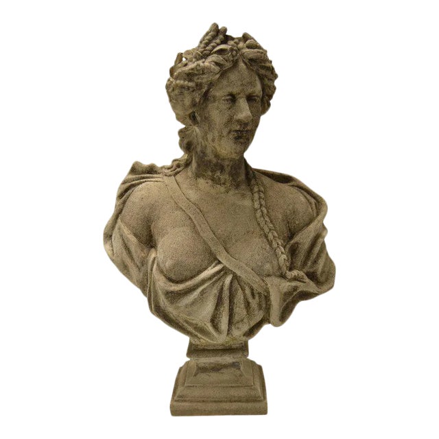 19th Century Stone Bust on Pedestal For Sale