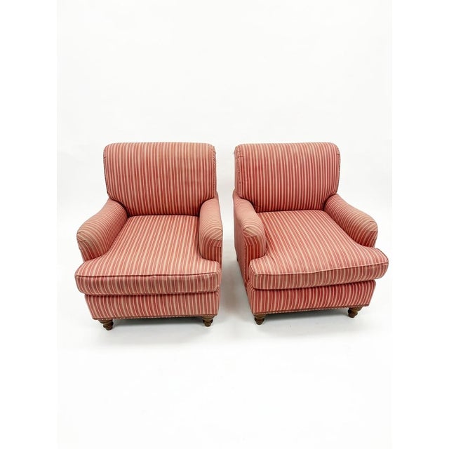 English Set of Striped Lounge Chairs For Sale - Image 3 of 5