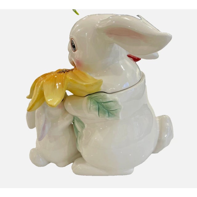 Fitz and Floyd Easter Cookie Jar - Fitz & Floyd "Bunny Blooms" Retired Ceramic Cookie Jar, 2003 For Sale - Image 4 of 11